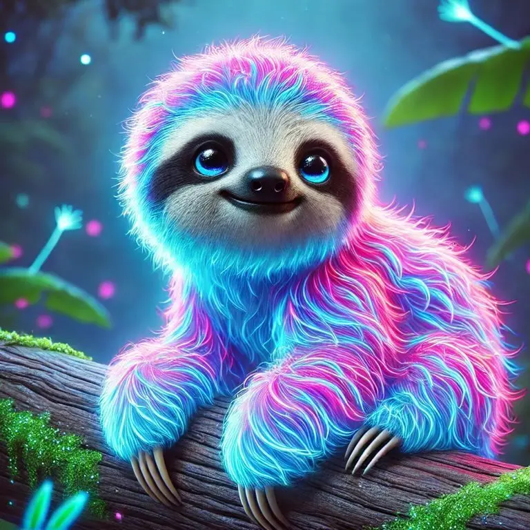Tag a Song origins: A neon blue and pink sloth icon representing the brand’s first era.