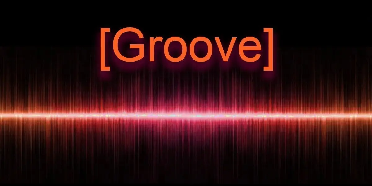 Suno prompt syntax: AI Music Groove tag over an orange and pink audio waveform.